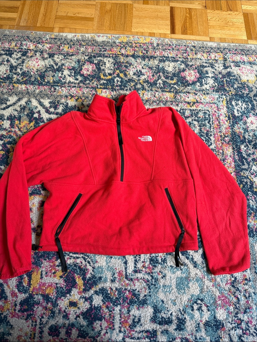 The North Face Cropped Bright Red Quarter-Zip Fleece Pullover